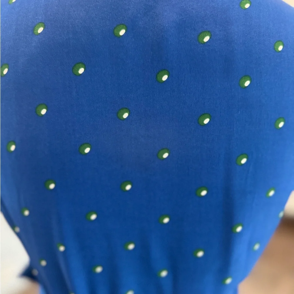 Diane Von Furstenberg Iconic Wrap Maxi Dress- Blue & Green Dot - Picture 3 of 8